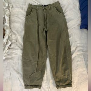 Zara Balloon Jeans - Olive Green